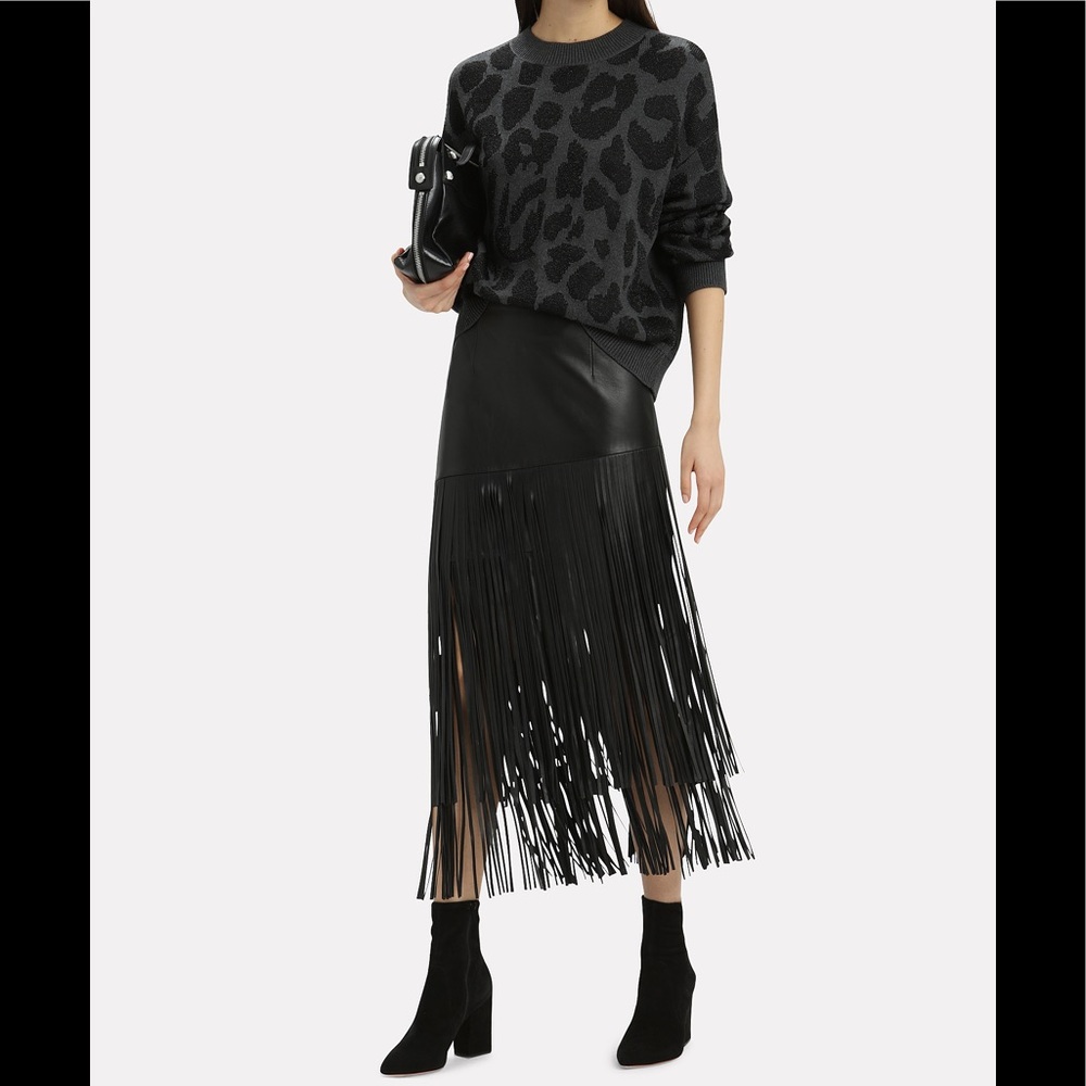 Intermix (exclusive) Leather Fringe Skirt